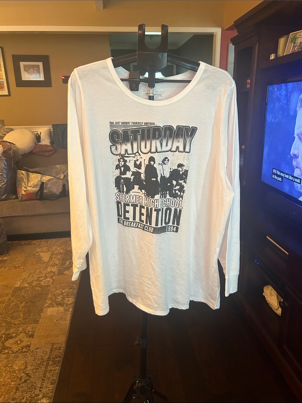 Ripple Junction White Long-Sleeve Tee with Black 'Saturday Detention' Graphic